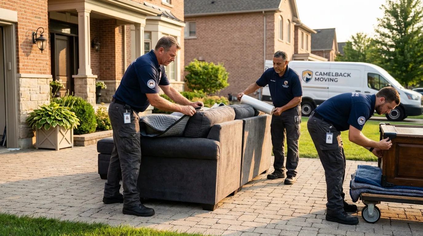 Large estate moving crew wrapping furniture in Wallington, NJ